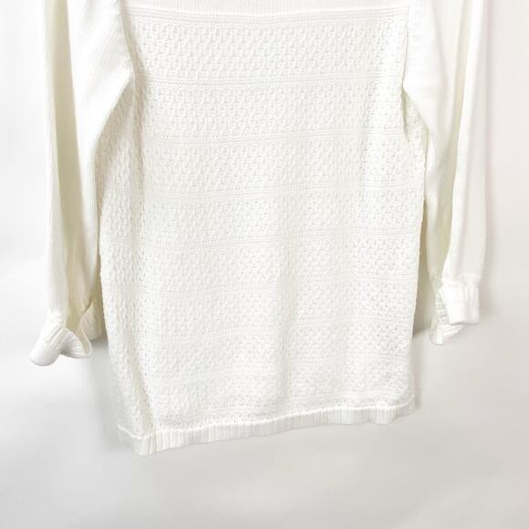 Christopher & Banks Medium Womens White Knit  Roll Sleeve Pullover Sweater - Picture 3 of 8